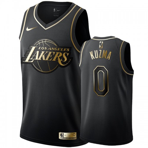 Los Angeles Lakers #0 Kyle Kuzma Mens Black Golden Edition Swingman Jersey Mens