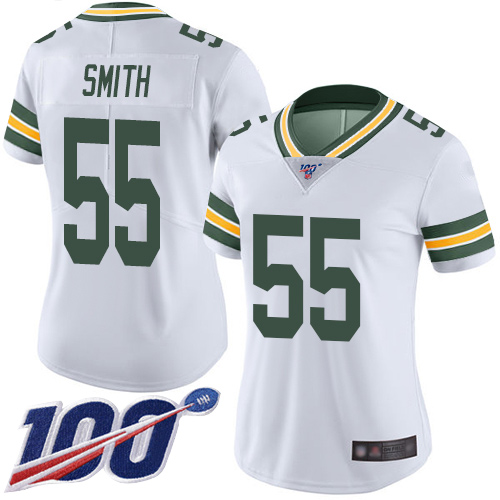Green Bay Packers #55 Za'Darius Smith White Women's Stitched 100th Season Vapor Limited Jersey Womens