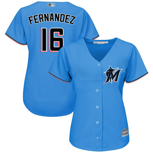 Miami Marlins #16 Jose Fernandez Blue Alternate Women's Stitched Jersey Womens