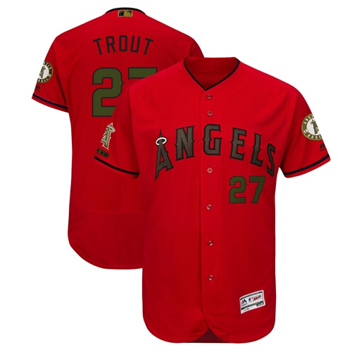 Los Angeles Angels of Anaheim #27 Mike Trout Red Flexbase Authentic Collection 2018 Memorial Day Stitched Jersey Men's