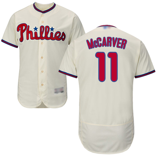 Philadelphia Phillies #11 Tim McCarver Cream Flexbase Authentic Collection Stitched Jersey Men's