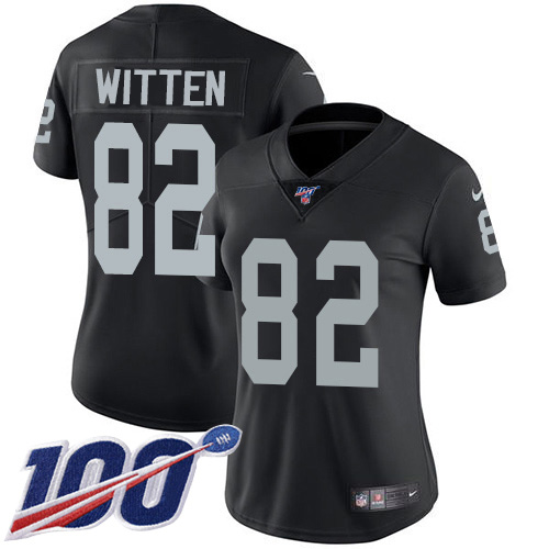 Las Vegas Raiders #82 Jason Witten Black Team Color Women's Stitched 100th Season Vapor Untouchable Limited Jersey Womens