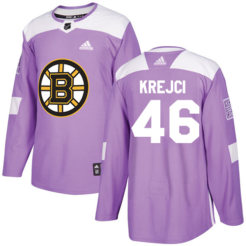 Adidas Boston Bruins #46 David Krejci Purple Authentic Fights Cancer Youth Stitched Jersey Youth