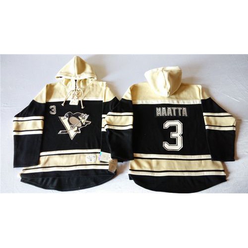 Pittsburgh Penguins #3 Olli Maatta Black Sawyer Hooded Sweatshirt Stitched Jersey Men's