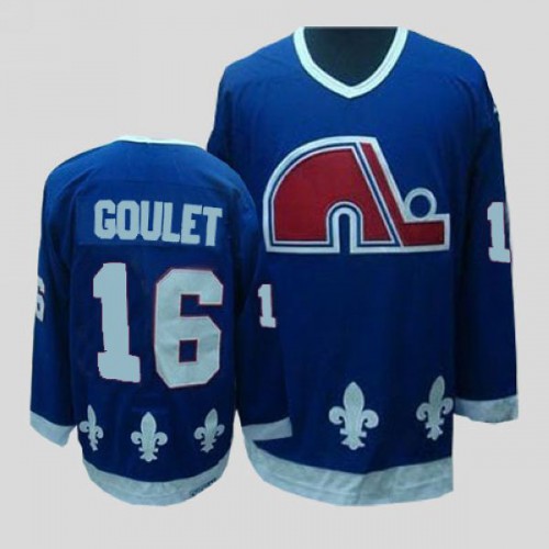 Quebec Nordiques #16 Michel Goulet Stitched CCM Throwback Blue Jersey Men's