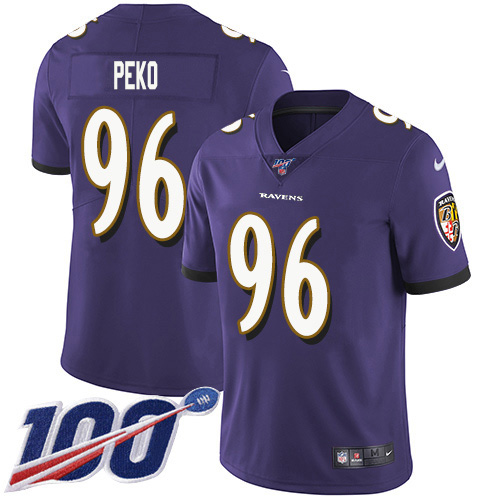 Baltimore Ravens #96 Domata Peko Sr Purple Team Color Youth Stitched 100th Season Vapor Untouchable Limited Jersey Youth