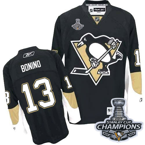 Pittsburgh Penguins #13 Nick Bonino Black Home 2017 Stanley Cup Finals Champions Stitched Jersey Men's