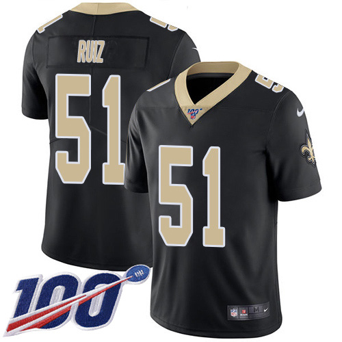 New Orleans Saints #51 Cesar Ruiz Black Team Color Youth Stitched 100th Season Vapor Untouchable Limited Jersey Youth