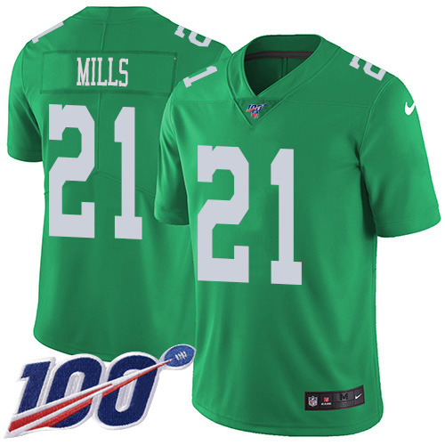 Philadelphia Eagles #21 Jalen Mills Green Men's Stitched Limited Rush 100th Season Jersey Men's