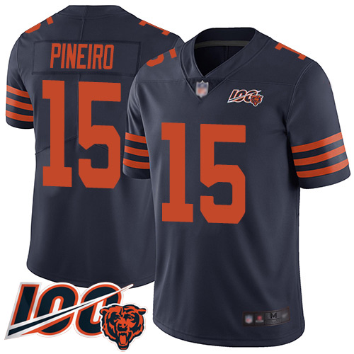 Chicago Bears #15 Eddy Pineiro Navy Blue Alternate Men's Stitched 100th Season Vapor Limited Jersey Men's