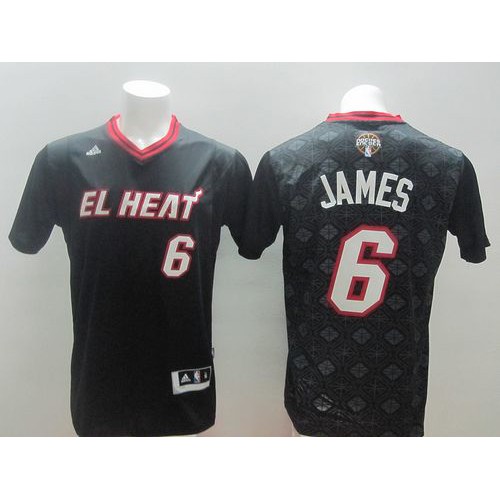Miami Heat #6 LeBron James Black New Latin Nights Stitched Jersey Mens