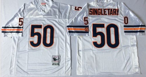 Mitchell&Ness Bears #50 Mike Singletary White Small No. Throwback Stitched Jersey
