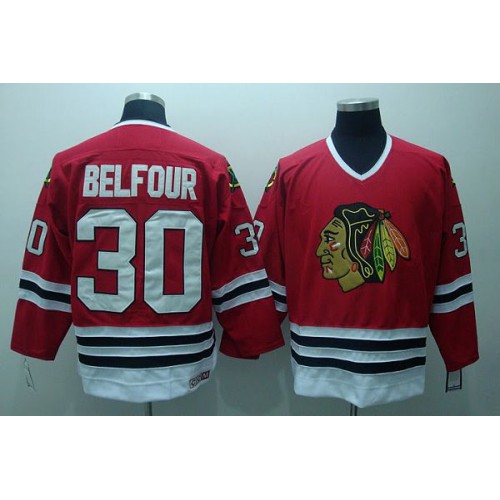 Chicago Blackhawks #30 ED Belfour Stitched Red CCM Throwback Jersey Men's