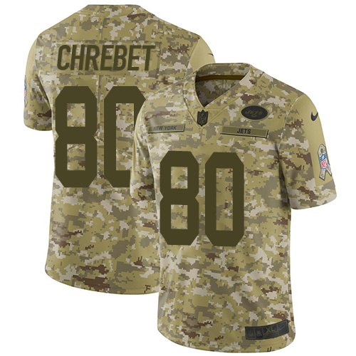 New York Jets #80 Wayne Chrebet Camo Men's Stitched Limited 2018 Salute To Service Jersey Men's