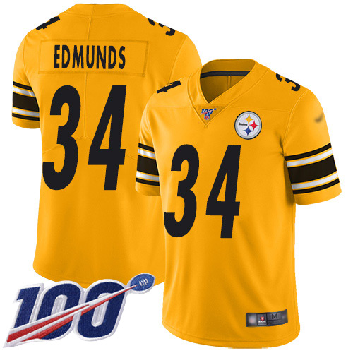 Pittsburgh Steelers #34 Terrell Edmunds Gold Men's Stitched Limited Inverted Legend 100th Season Jersey Men's