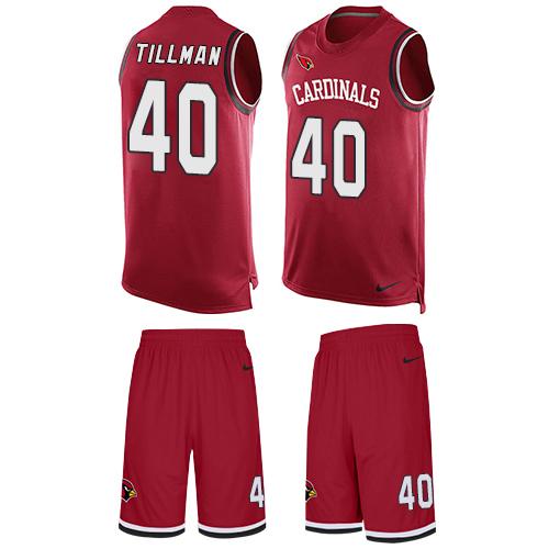 Cardinals #40 Pat Tillman Red Team Color Men's Stitched Limited Tank Top Suit Jersey