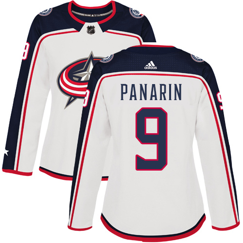 Adidas Columbus Blue Jackets #9 Artemi Panarin White Road Authentic Women's Stitched Jersey Womens