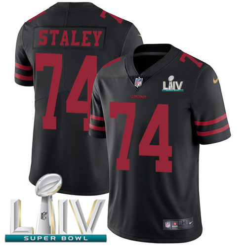 San Francisco 49ers #74 Joe Staley Black Super Bowl LIV 2020 Alternate Men's Stitched Vapor Untouchable Limited Jersey Men's
