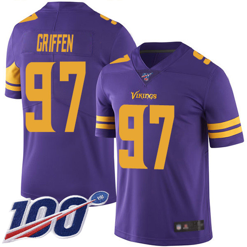 Minnesota Vikings #97 Everson Griffen Purple Men's Stitched Limited Rush 100th Season Jersey Men's