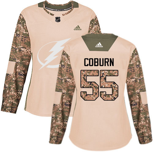 Adidas Tampa Bay Lightning #55 Braydon Coburn Camo Authentic 2017 Veterans Day Women's Stitched Jersey Womens