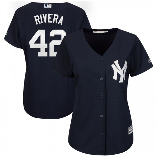 New York New York Yankees #42 Mariano Rivera Majestic Women's 2019 Hall of Fame Cool Base Player Jersey Navy Womens