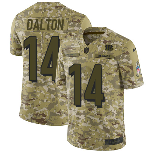 Cincinnati Bengals #14 Andy Dalton Camo Men's Stitched Limited 2018 Salute To Service Jersey Men's