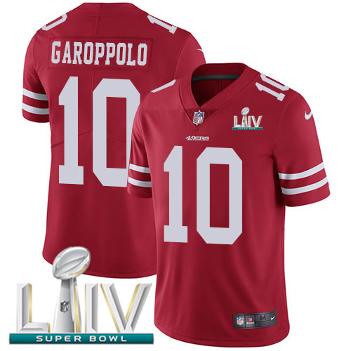 49ers #10 Jimmy Garoppolo Red Super Bowl LIV 2020 Team Color Men's Stitched Vapor Untouchable Limited Jersey