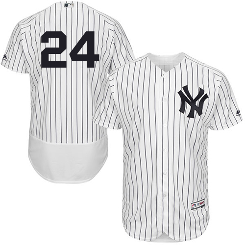 New York Yankees #24 Gary Sanchez White Strip Flexbase Authentic Collection Stitched Jersey Men's