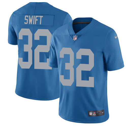 Detroit Lions #32 D'Andre Swift Blue Throwback Men's Stitched Vapor Untouchable Limited Jersey Men's