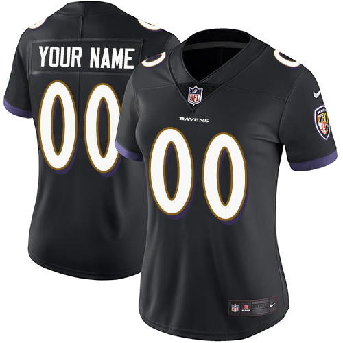 Baltimore Ravens Customized Black Alternate Stitched Vapor Untouchable Limited Women's Jersey