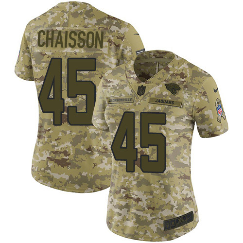 Jacksonville Jaguars #45 K'Lavon Chaisson Camo Women's Stitched Limited 2018 Salute To Service Jersey Womens