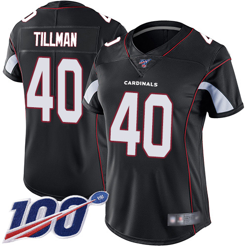 Cardinals #40 Pat Tillman Black Alternate Women's Stitched 100th Season Vapor Limited Jersey