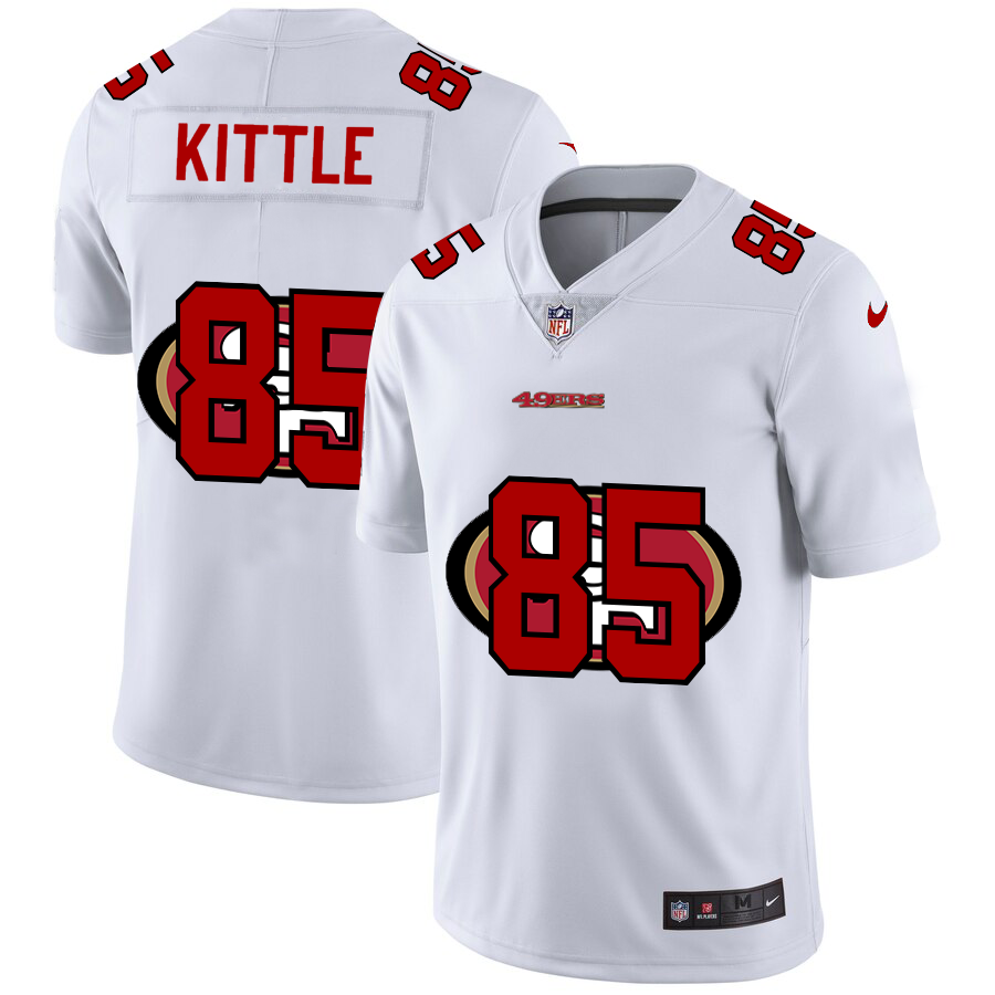 San Francisco 49ers #85 George Kittle White Men's Team Logo Dual Overlap Limited Jersey