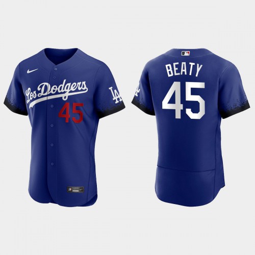 Los Angeles Los Angeles Dodgers #45 Matt Beaty Men's 2021 City Connect Authentic Jersey Royal Men's