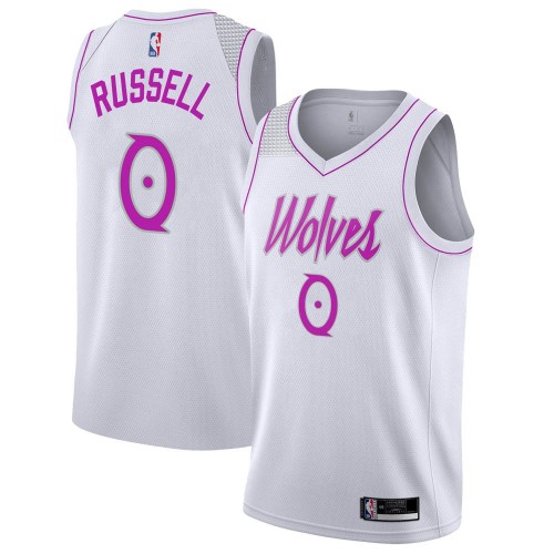 Minnesota Timberwolves #0 DAngelo Russell White Womens Swingman Earned Edition Jersey Womens