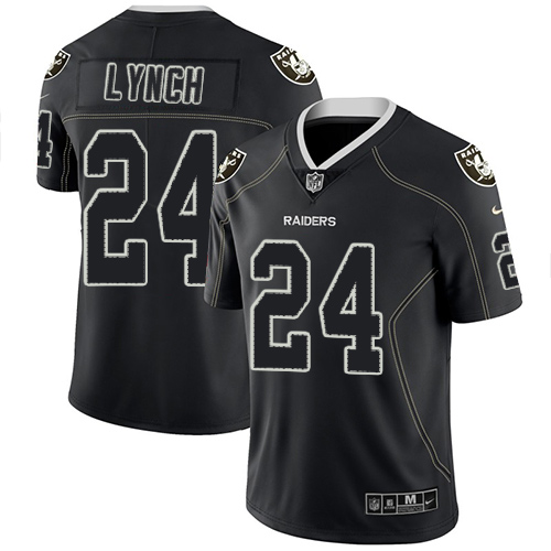 Las Vegas Raiders #24 Marshawn Lynch Lights Out Black Men's Stitched Limited Rush Jersey Men's
