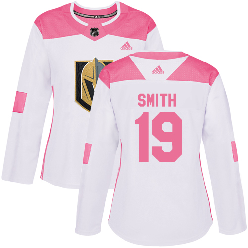 Adidas Golden Vegas Golden Knights #19 Reilly Smith White/Pink Authentic Fashion Women's Stitched Jersey Womens