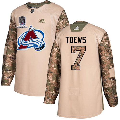 Adidas Colorado Avalanche #7 Devon Toews Camo Authentic Youth 2022 Stanley Cup Champions Veterans Day Stitched Jersey Youth