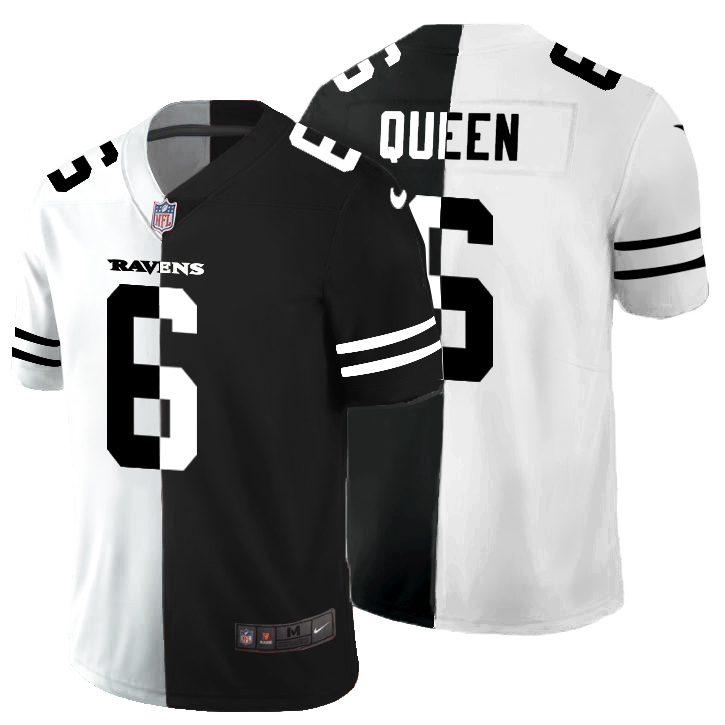 Baltimore Ravens #6 Patrick Queen Men's Black V White Peace Split Vapor Untouchable Limited Jersey