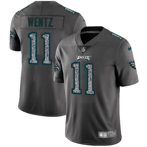 Philadelphia Eagles #11 Carson Wentz Gray Static Men's Stitched Vapor Untouchable Limited Jersey Men's