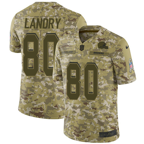 Browns #80 Jarvis Landry Camo Youth Stitched Limited 2018 Salute To Service Jersey