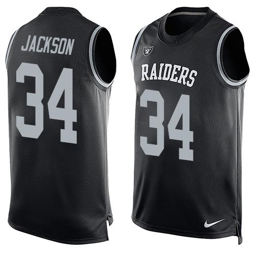 Raiders #34 Bo Jackson Black Team Color Men's Stitched Limited Tank Top Jersey