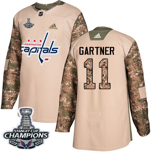 Adidas Washington Capitals #11 Mike Gartner Camo Authentic 2017 Veterans Day Stanley Cup Final Champions Stitched Jersey Men's