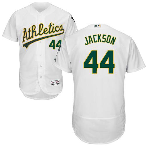 Oakland Athletics #44 Reggie Jackson White Flexbase Authentic Collection Stitched Jersey Men's