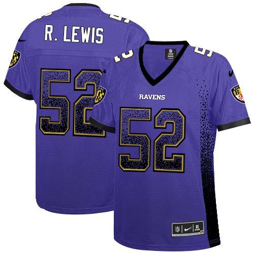 Ravens #52 Ray Lewis Purple Team Color Women's Stitched Elite Drift Fashion Jersey