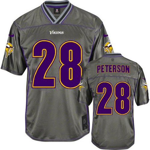 Minnesota Vikings #28 Adrian Peterson Grey Men's Stitched Elite Vapor Jersey Men's