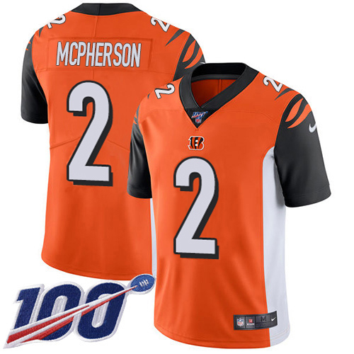 Bengals #2 Evan McPherson Orange Alternate Youth Stitched 100th Season Vapor Untouchable Limited Jersey