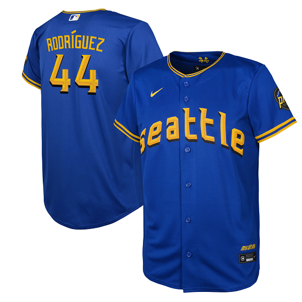 Youth Seattle Mariners #44 Julio Rodriguez Royal 2023 City Connect Cool Base Player Jersey
