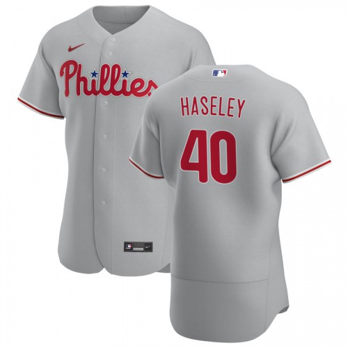 Philadelphia Philadelphia Phillies #40 Adam Haseley Men's Gray Road 2020 Authentic Player Jersey Men's
