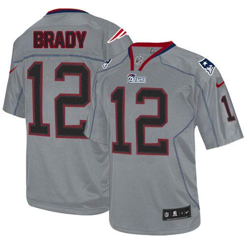 Patriots #12 Tom Brady Lights Out Grey Men's Stitched Elite Jersey